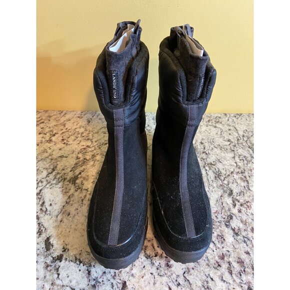 Lands End Women Black Winter Boots Size 9 Insulated Slip-On Waterproof Snow Shoe - Picture 1 of 6